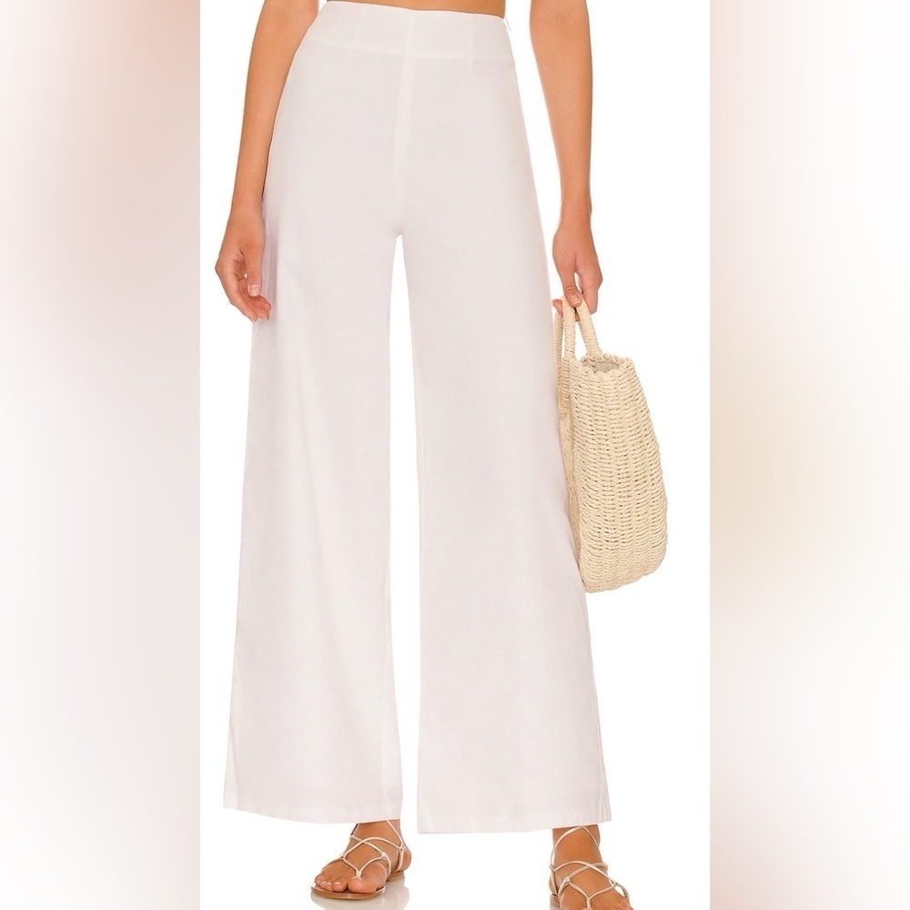 Women's Wide-Leg Linen-Blend Pants — White